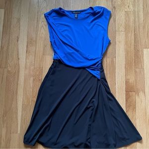 Kenneth Cole Black and Blue Color Block Dress